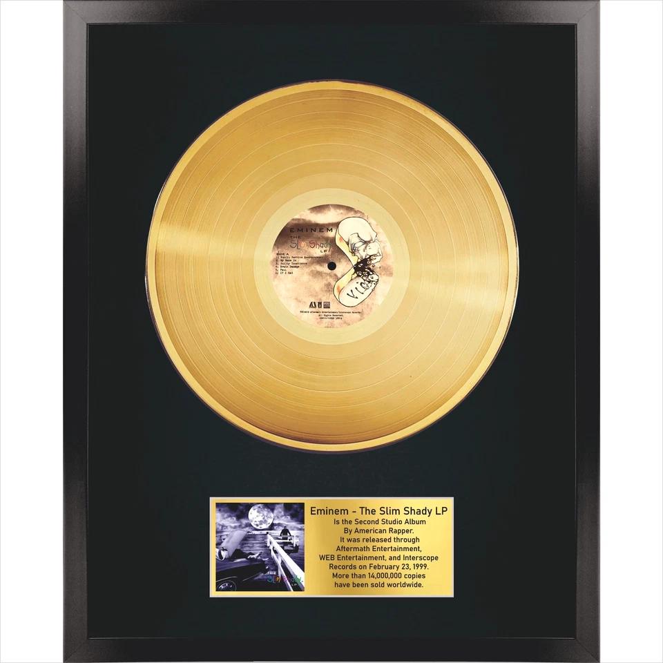Eminem - The Slim Shady LP /LP Gold 12"/Souvenir in black fram/ Hardcore Hip-Hop - Image 1 of 4