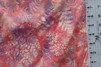 Peach purple beige fern BATIK cotton quilt fabric FQ  21" x 18" - Image 1 of 2