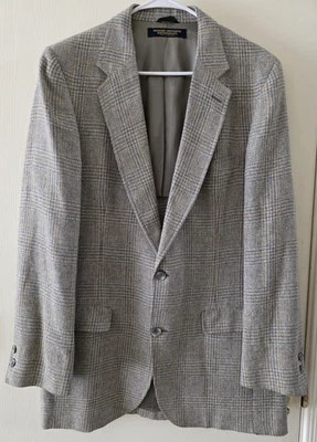 Blazer Brooksgate 40L de Colección Brooks Brothers Marrón Glen Lana a Cuadros Seda Lino Foto 1 de 4