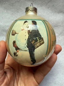 Schmid - Norman Rockwell - “snow sculpture” Christmas 1979 Glass Ornament - Picture 1 of 7