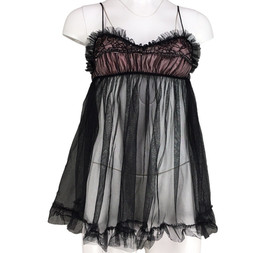 Victoria's Secret Nightie Sexy Little Things Babydoll Sheer Black Pink Y2K S