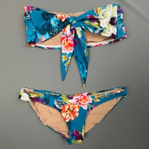 Conjunto de Bikini Bandeau Floral Natación PQ Talla Grande Sin Tirantes Dos Piezas Colombia - Imagen 1 de 8