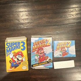 Nintendo NES Original Super Mario Bros. 2 & 3 Box Mario 2 Manual and Styrofoam ￼