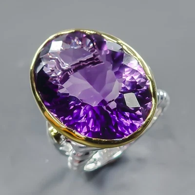 Joyería 38 ct+ Anillo Amatista Natural Plata de Ley 925 Talla 8.5/R441140 Foto 1 de 4