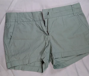 J CREW Womens Size 4 Mint Green 100% Cotton Broken In Chino Flat Front Shorts - Picture 1 of 6