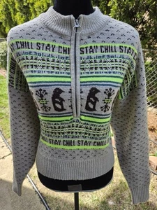 BDG Urban Outfitters Women's Multicolor Cute Penguin Zip Up Sweater Size :SMALL - Picture 1 of 11