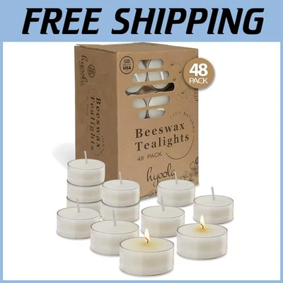 Beeswax Tealight Candles - Natural and Unscented - 48 Pack - Image 1 of 4