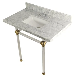 Kingston Brass KVPB36MASQ Templeton 36" Rectangular Marble Wall - Carrara Marble - Picture 1 of 12