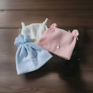 3er Set Mütze❤️ Mütze rosa, hellblau , creme ❤️ Babypuppen 35-38cm Neu  - Bild 1 von 4
