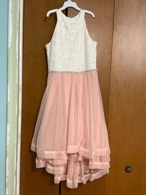 Vestido Speechless Niños Alto Bajo Blanco Encaje Rosa Fiesta Formal Niña Flor Talla 16 Foto 1 de 4
