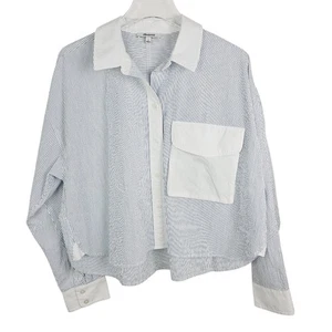 Madewell NP061 Flap-Pocket Crop Button-Up Shirt in Poplin - Picture 1 of 9