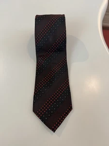 Men's Necktie Red/Black  Polka Dot Unbranded Striped - Picture 1 of 3