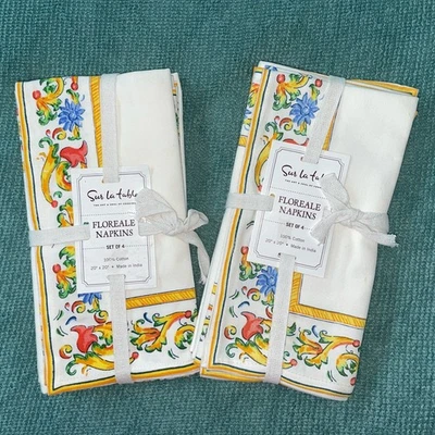 BRAND NEW Sur La Table 100% Cotton 20"x20" FLOREALE Napkins Set of Four NICE - Image 1 of 4