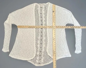 American Rag Lace Cardigan Lagenlook Size Large Off White SOFT FEEL - Picture 1 of 7