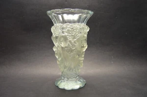 Antique Czech Art Deco Clear Crystal Glass Vase with Figures's, Curt Schlevogt - Picture 1 of 6