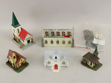 Lot of 5 Model Railroad Rr Train Buildings - Churches - Ho Scale+