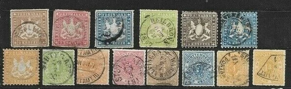 GERMANY WURTTEMBERG  LOT Sc 41 42 44 45 47 to 52 and 52A  USED  FVF - Image 1 of 1