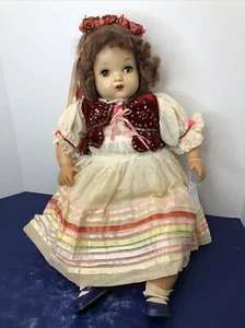 22” Vintage Horsman Baby Doll 1950’s Adorable Hungarian? Dress Plastic/vinyl #BD - Picture 1 of 24