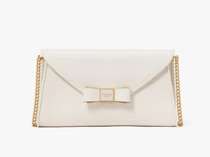 ☂️🍄kate spade Morgan Bow Embellished EnvelopeFlap Crossbody Parchment KF927 - Picture 1 of 7