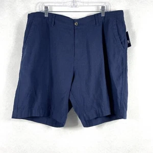 Lucky Brand Shorts Men's 38 Blue Chino Flat Front Linen Blend 8” Inseam New - Picture 1 of 13