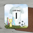 Personalised Father's Day Grey Football Shirt Drinks Coaster Birthday Gift