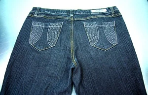 SouthPole Women's Jeans Size 11 34X31 Low Rise Black Boot Cut Stretch Bling - Picture 1 of 11