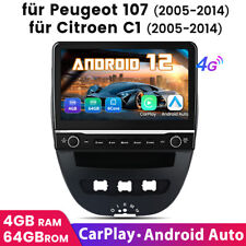 Autoradio 10.1" Android12 Carplay per Peugeot 107 05-2014 GPS BT DAB+WiFi 4+64G