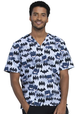Batman Cherokee Scrubs Tooniforms DC Comics Unisex V Neck Top TF606 DMKO - Image 1 of 4
