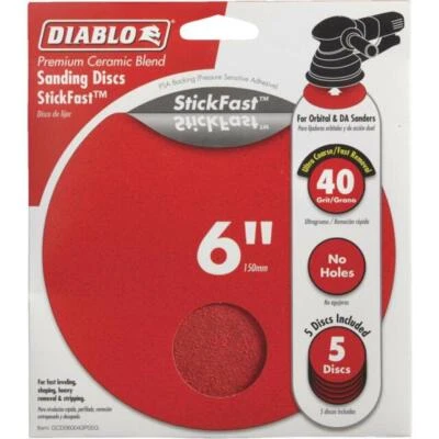 Diablo - 5 Pack - 150mm PSA backed Ceramic Sanding Discs -40/80/120 Grit -Swiss