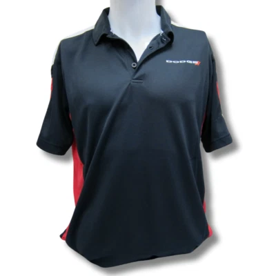 Dodge Logo Dry-Wicking Polyester Black/Red Polo Shirt Official Licensed - Image 1 of 4