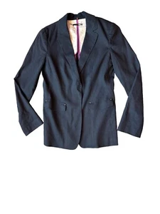 Elie Tahari Women's Blazer Navy Linen Purple Pin Stripe Interior Cuff Sleeve 6 - Picture 1 of 7