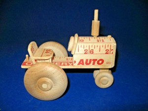 Handmade Wooden Tractor 5" Length - Made From Yardsticks - ROLLS