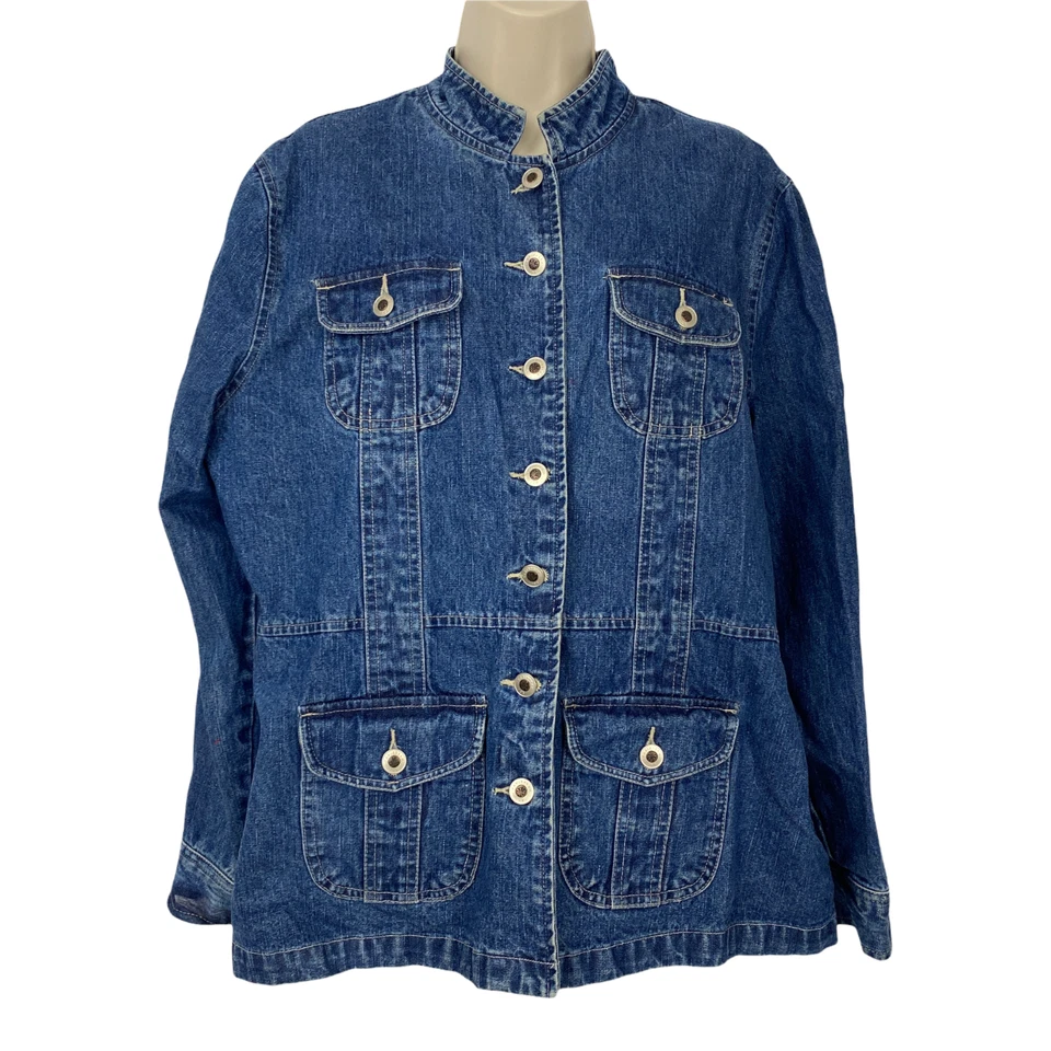 Chaqueta Jean Caribbean Joe XL Mujer Chaqueta Retro Azul Algodón Denim Abotonada Foto 1 de 4
