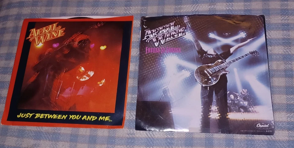 2 Record Lot April Wine Enough Is Enough/just between You & Me 45 rpm ROCK METAL - Image 1 of 2