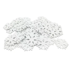 100Pc Christmas Snowflake 3cm Wood Craft Embelishments Laser Cut Shape White - Picture 1 of 3