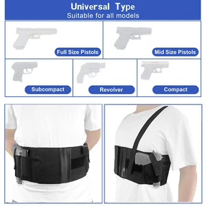 Tactical Belly Band Holster Shoulder Gun Pouch for Concealed Carry 2-in-1 Design - Picture 1 of 14