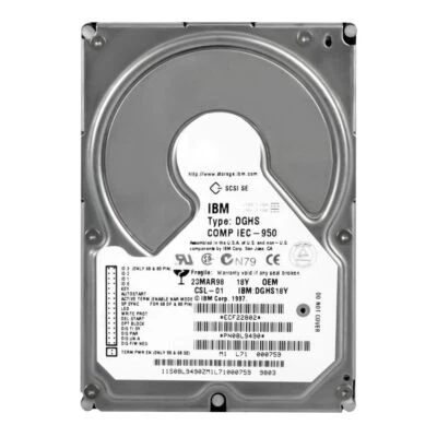 Hard Drive IBM 08L9490 18.2GB 7200RPM SCSI 80-PIN HH DGHS18Y 3.5'' Inch - Image 1 of 3