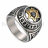 Mowen Jewelry Men's Star Of David Hexagram Ring - Gold Tone Stainless Steel Religious Ring With Eagle Pattern