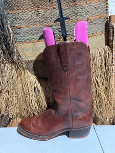 Vintage Brown Leather Cowboy Western Boot Mens Size 11 - Picture 1 of 7