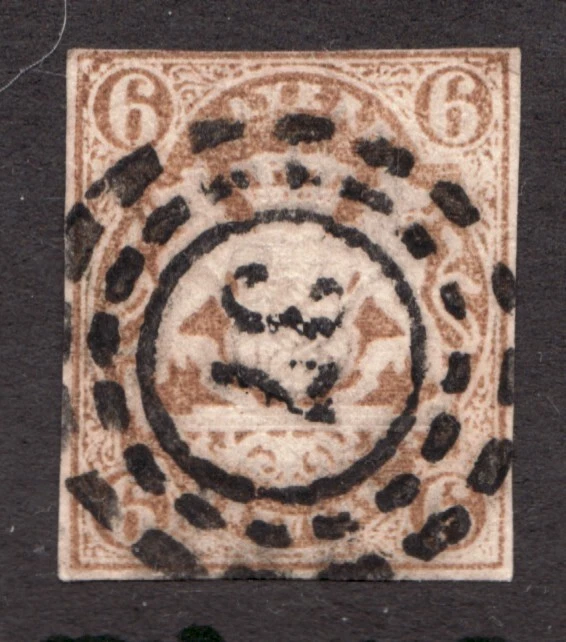 1868 German Bavaria Sc #18 - 6 pf, Coat of Arms. Used SOTN postage stamp. Cv$50 - Image 1 of 1