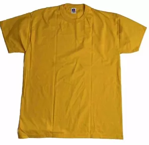 Camiseta Atlética Russell Amarilla Talla Mediana Puntada Única Años 80 Hecha en EE. UU. - Imagen 1 de 6