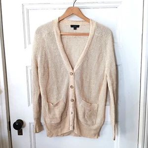 J.Crew Relaxed Cotton Linen Cardigan Sweater Size S Academia Grandpa Boyfriend - Picture 1 of 7