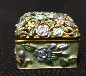 Cassettiera floreale cristalli smaltati quadrati vanità marca zanna vintage - Foto 1 di 6
