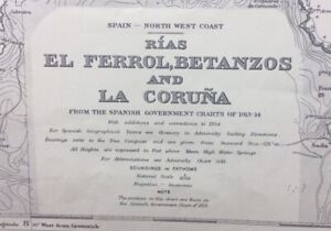 ADMIRALTY SEA CHART. La CORUNA & EL FERROL. No.79.NORTH WEST COAST of SPAIN 1915