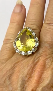 13.90 Carat Citrine & Aquamarine Ring 14k YG w/Card Appraisal Size 7 - Picture 1 of 12