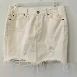 Mini Falda de Jean Stacy Artículos de la Sociedad Stacy Talla 26 Blanca Envejecida ¡NUEVA SIN ETIQUETAS! - Imagen 1 de 12