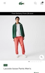 BNWT Lacoste Loose Pants 34 Salmon HH1053 00 67G Guaranteed Original - Picture 1 of 12
