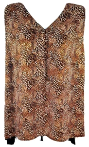 Worthington Shirt Womens PXL Leopard Print Sleeveless Buttons Pullover Lined - Picture 1 of 8
