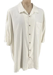 Tommy Bahama 100 % Seide kurzärmliges lässiges beigefarbenes Herrenhemd mit Fronttasche 3XB - Bild 1 von 17