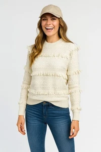 Suéter Pullover Style & Co Talla Grande Para Mujer con Flecos Guijarro Brezo - Imagen 1 de 6